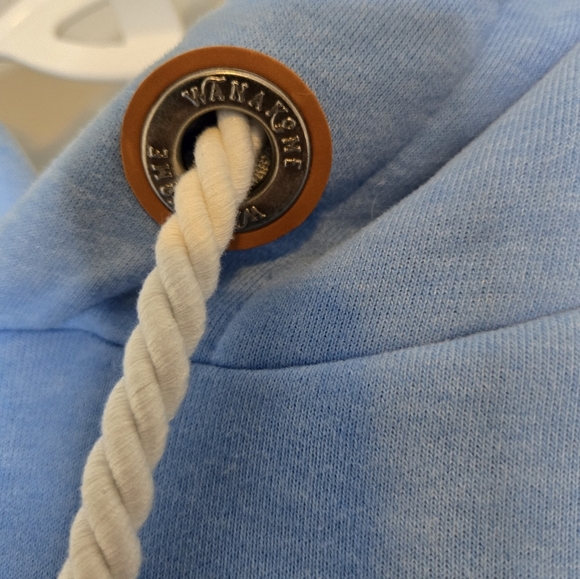 Wanakome Adventure Hoodie Blue Beige Colorblock Pullover Size S (Oversized Fit) - Picture 4 of 10